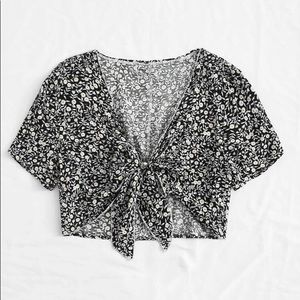 Floral black tie shirt